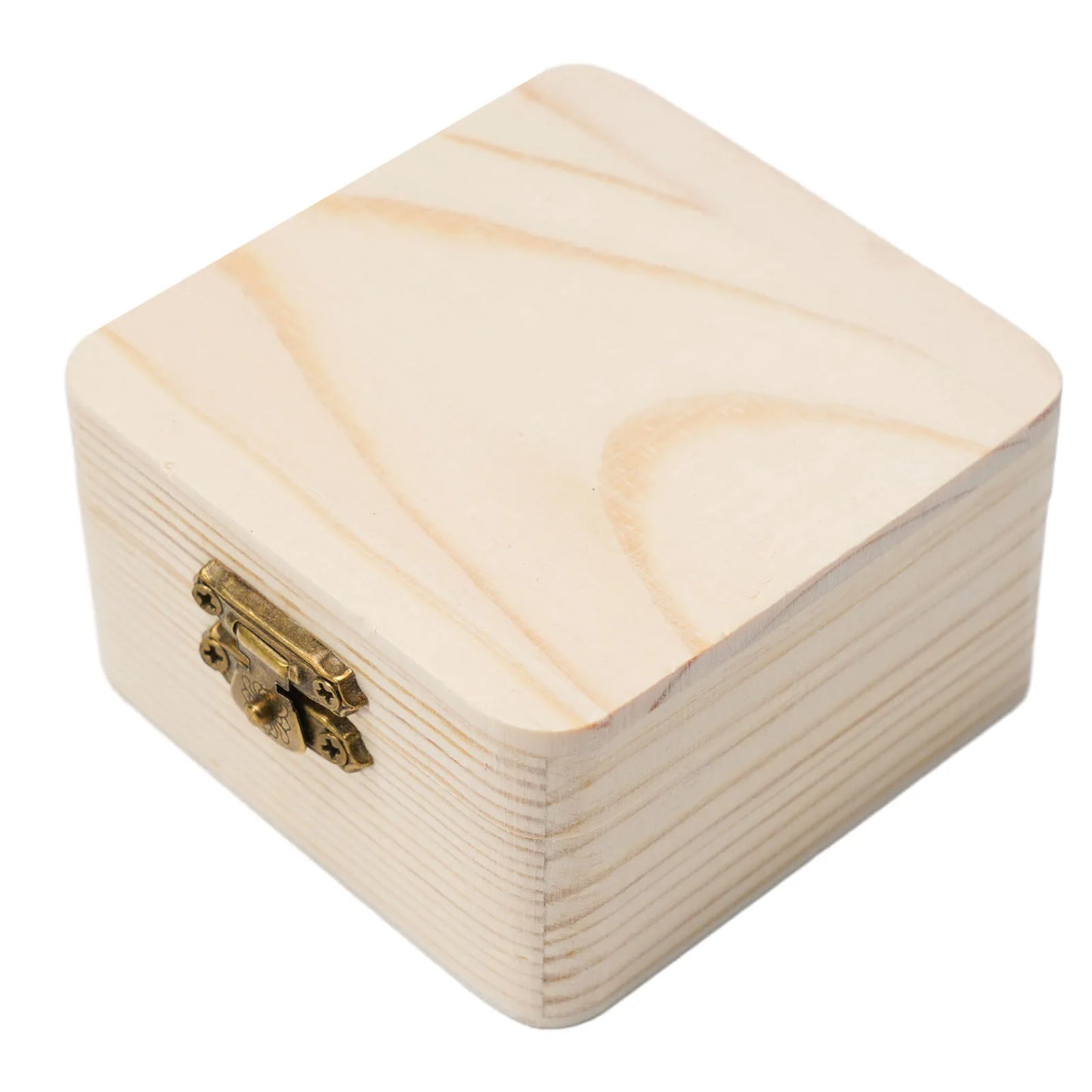 Natural Wood Storage Box 8x8x4.5cm - Small Gift Packing Container