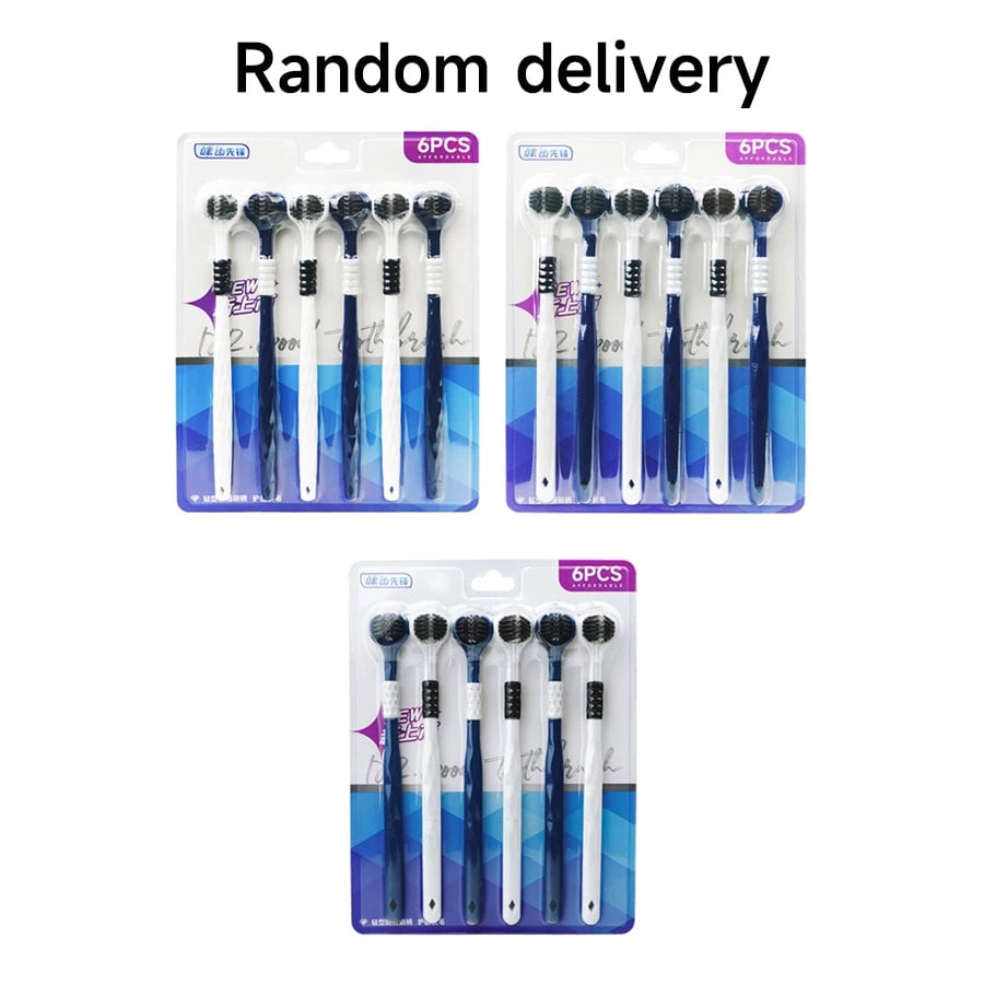 3D U-Shaped Manual Toothbrush 6-Pack - Three-Sided Soft Bristles