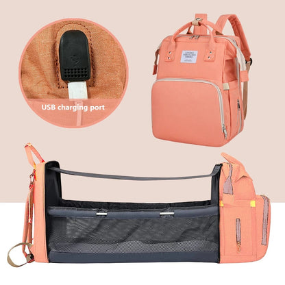3-in-1 Folding Baby Crib Diaper Bag - Portable Travel Bassinet