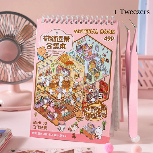 49pcs Sunny Town DIY Miniature Scene Stickers Book Students Craft