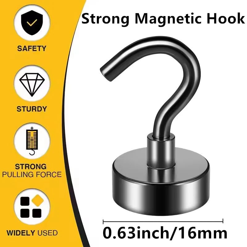 16mm Heavy Duty Magnetic Hooks - Strong Multi-Purpose Storage