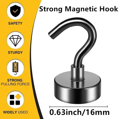 16mm Heavy Duty Magnetic Hooks - Strong Multi-Purpose Storage