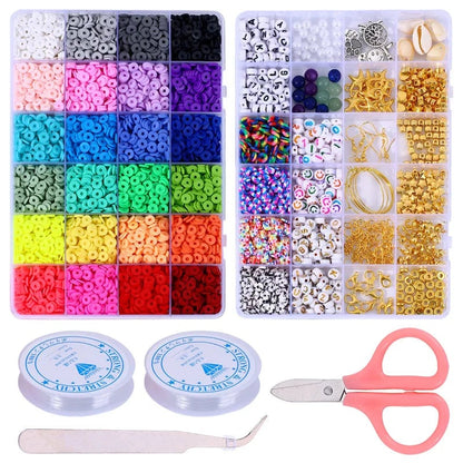 24 Rainbow Color Clay Beads Bracelet Making Kit Letter Beads DIY