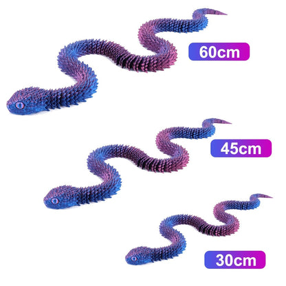 3D Printed Snake Figurine with Movable Joints & Random Colored Eyes