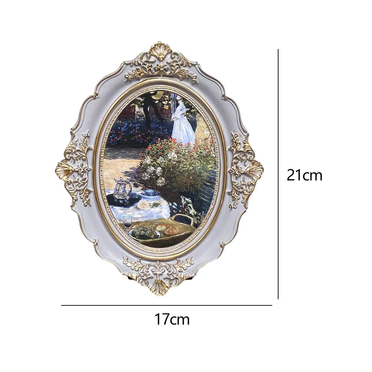 Vintage Baroque Oval Picture Frame - Antique Elegant Tabletop Wall