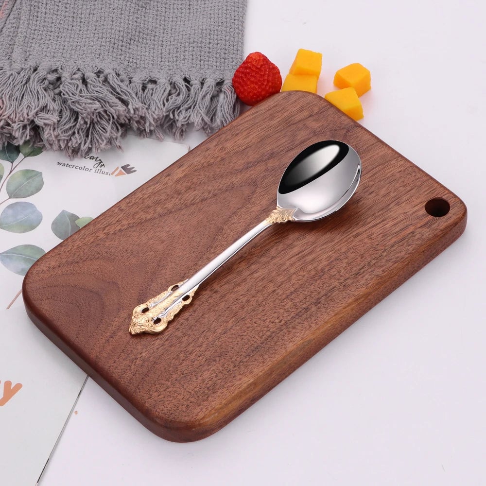 7" Stainless Steel 18-10 Gold Round Bouillon Spoons - Cereal Soup