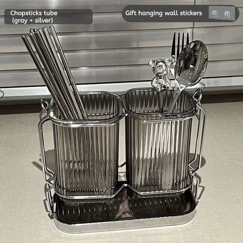 Wall Mounted Stainless Steel Kitchen Cutlery Organizer Drying Rack