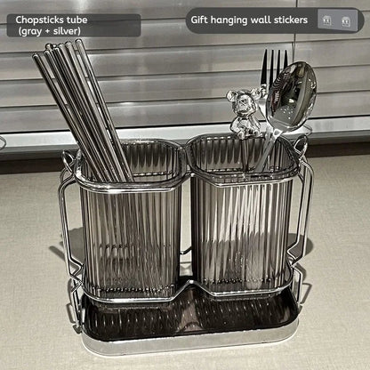 Wall Mounted Stainless Steel Kitchen Cutlery Organizer Drying Rack