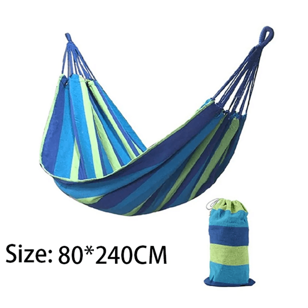 Double Cotton Canvas Hammock 2 Person with Tree Straps Red Blue