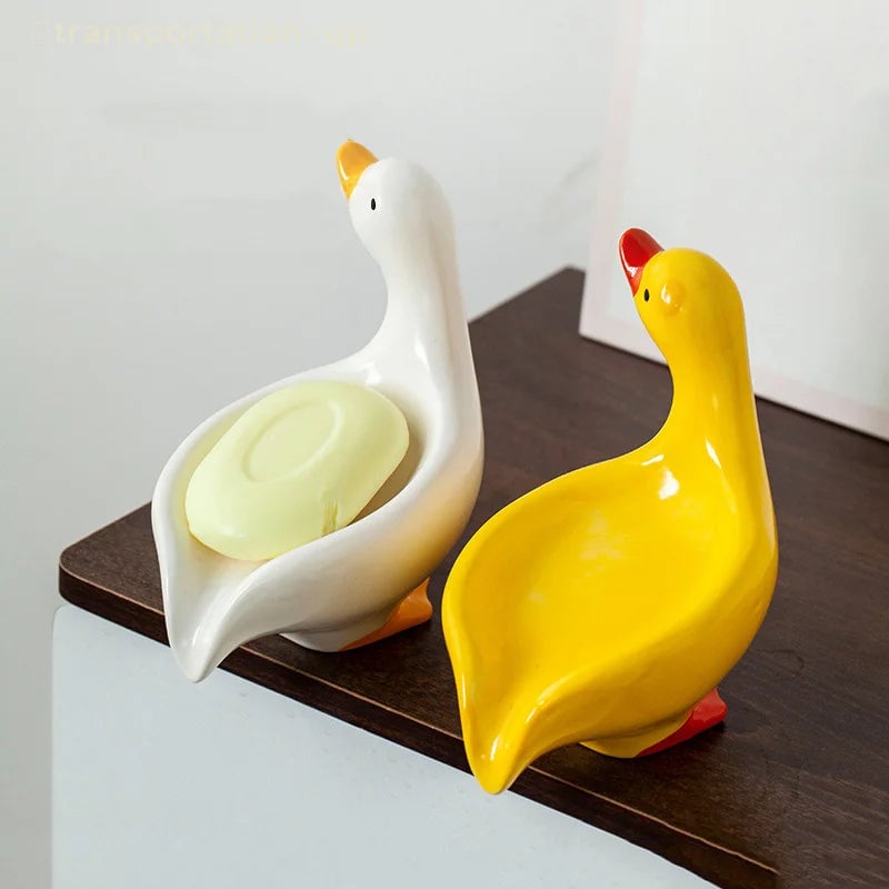 Self-Draining Duck Soap Tray - Creative Bathroom Kitchen Sink Rack