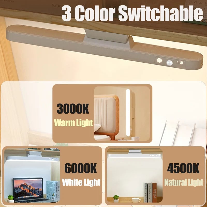 USB Rechargeable LED Desk Lamp Magnetic Dimmable 3 Color Reading Light