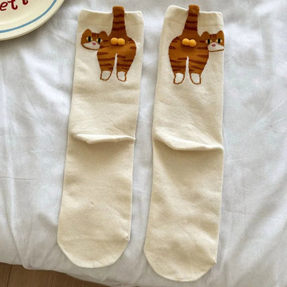 Discover premium 3D cartoon cat mid socks with anti-odor technology and breathable soft fabric. Perfect for casual wear with creative cute designs.