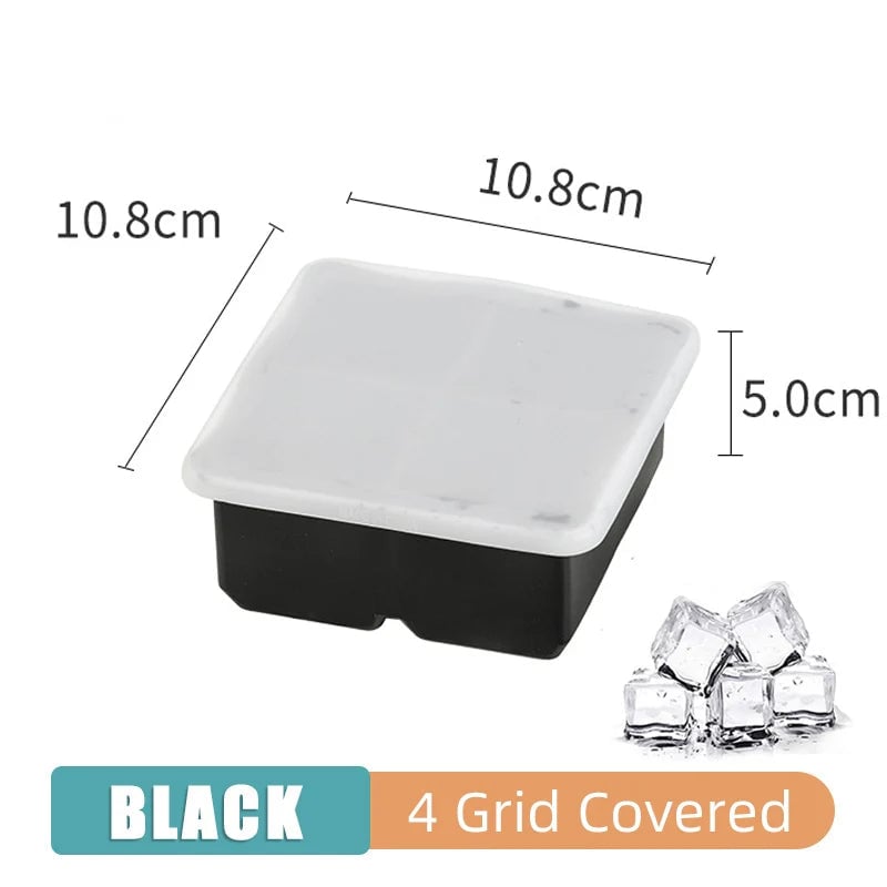 Silicone Ice Cube Maker Mold Tray with Lid - 4/6/8/15 Grid Large Ball