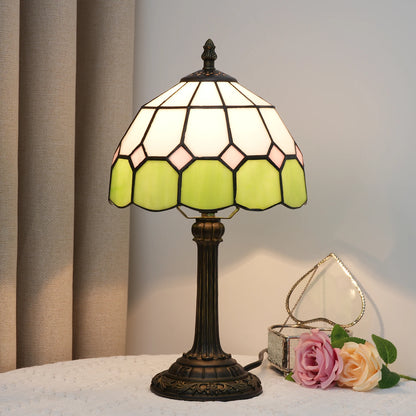 8" Mediterranean Stained Glass Table Lamp - Minimalist Bedside Reading
