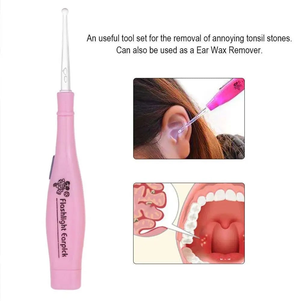 LED Ear Wax Remover Steel Tool 3 Tips Irrigator Ear Care Cleaning