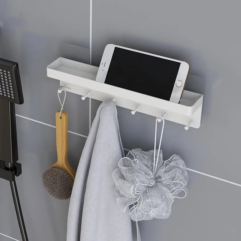 Wall-Mounted Key Organizer Rack with Hooks - Multi-Room Storage