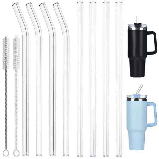 Clear Glass Straws 8" 12" Reusable Dishwasher Safe Stanley Tumbler