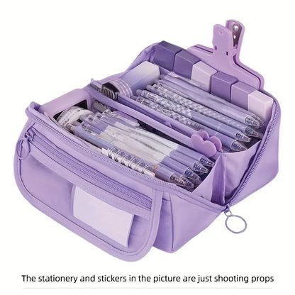 Large Multi-Compartment Pencil Case Organizer - Desktop Storage