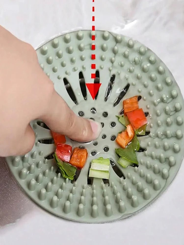 Silicone Hair Catcher Drain Cover with Suction Cup - Shower & Bath
