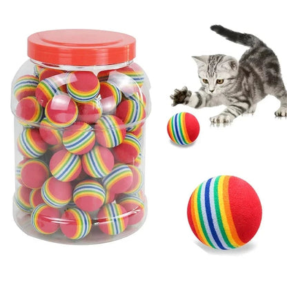 Rainbow Interactive Cat Ball Toys - Rattle Scratch Chew Training