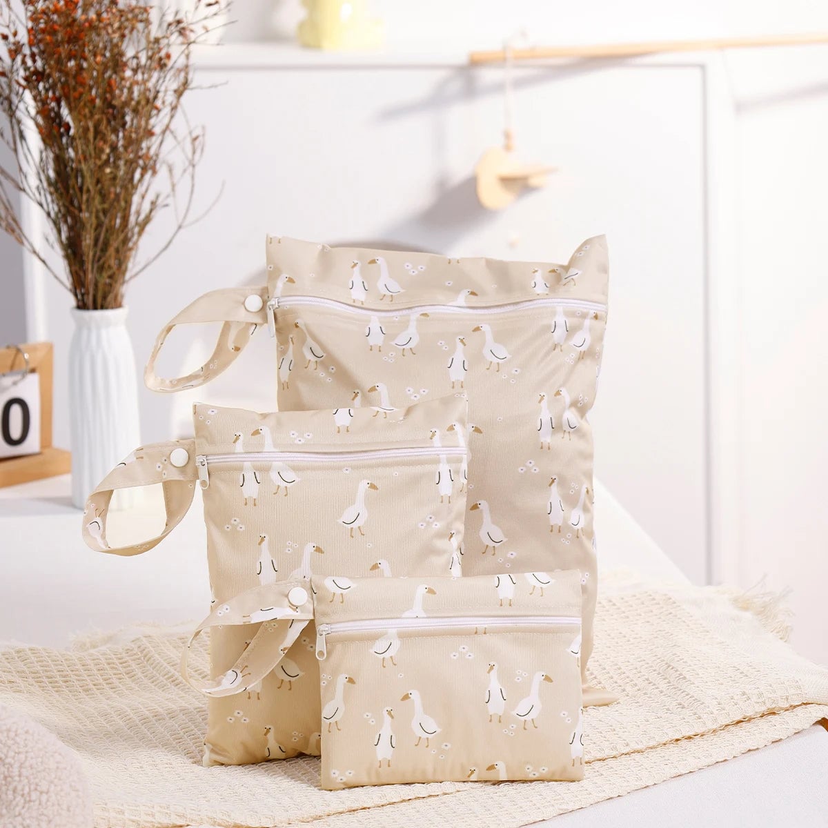 3PCS Recycled Fabric Waterproof Wet Dry Bags Portable Diaper Storage