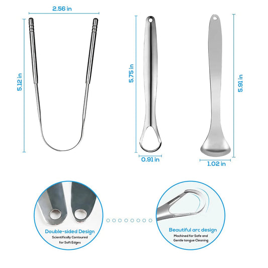 Stainless Steel Tongue Scraper Cleaner 1pc/3pc Metal Oral Care