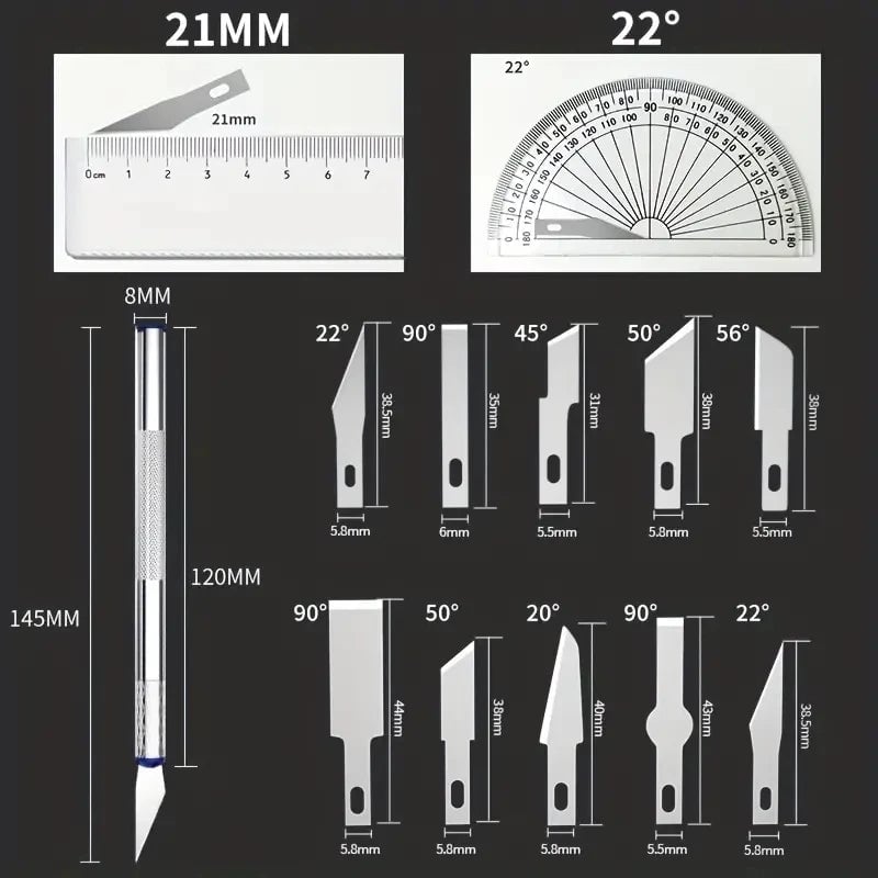 13pcs Metal Carving Knife Set Non-Slip Precision Art Cutting Tools
