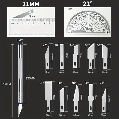 13pcs Metal Carving Knife Set Non-Slip Precision Art Cutting Tools