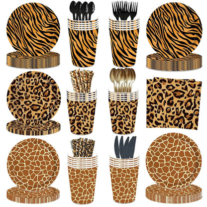 Jungle Animal Print Disposable Paper Plates Safari Party 8-Pack