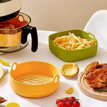 Silicone Air Fryer Liners Round Square Reusable Non-Stick Pot Bowl