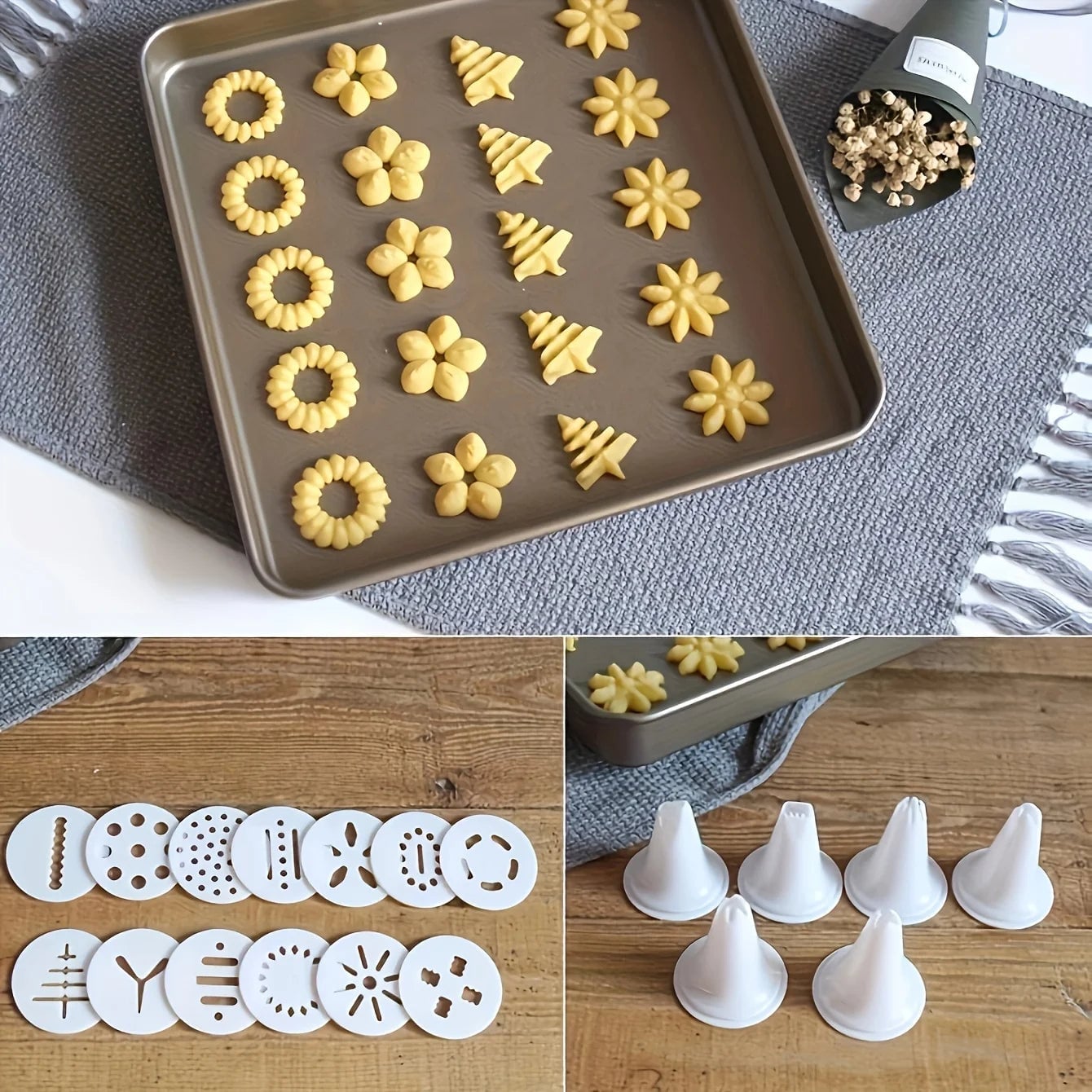 Cookie Press Set with Plastic Gun & Accessories - Complete Baking Kit