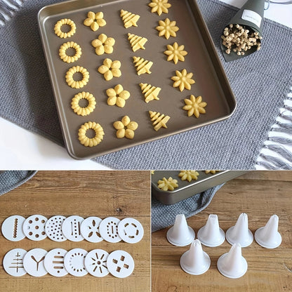 Cookie Press Set with Plastic Gun & Accessories - Complete Baking Kit