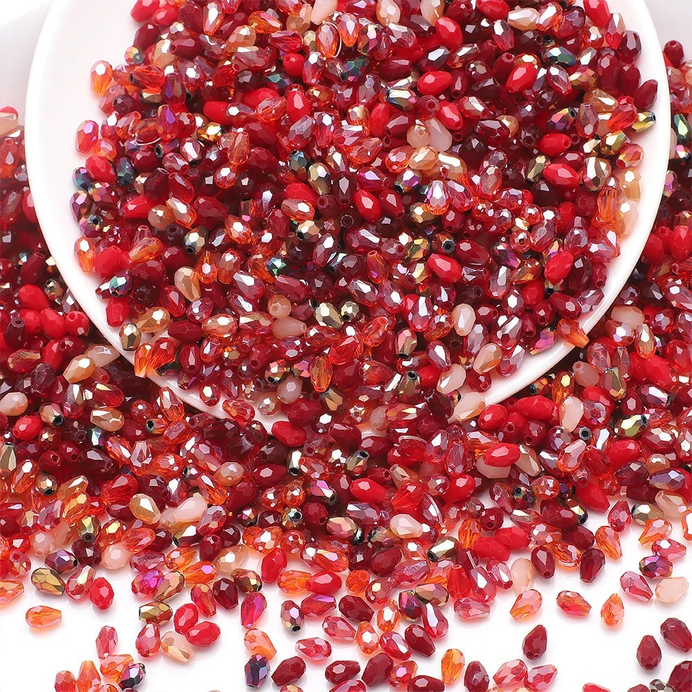 Faceted Glass Teardrop Beads 50-100Pcs Mixed Colors 3x5-6x8mm