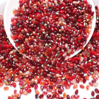 Faceted Glass Teardrop Beads 50-100Pcs Mixed Colors 3x5-6x8mm
