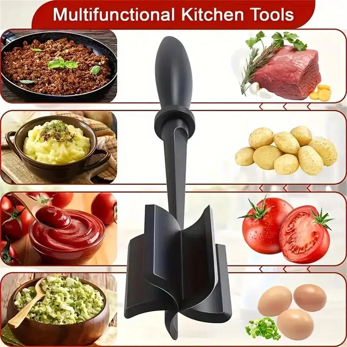 Heat Resistant Meat Chopper Shredder - Hamburger Ground Beef Smasher
