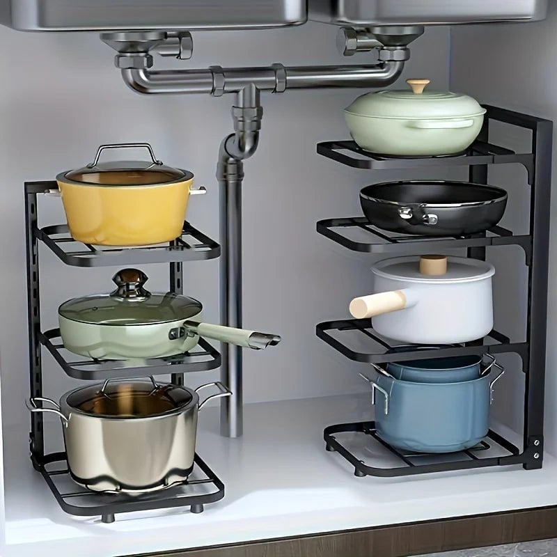 Adjustable Stainless Steel Pot Rack Kitchen Storage Organizer