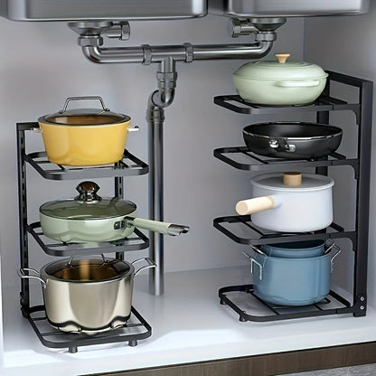 Adjustable Stainless Steel Pot Rack Kitchen Storage Organizer
