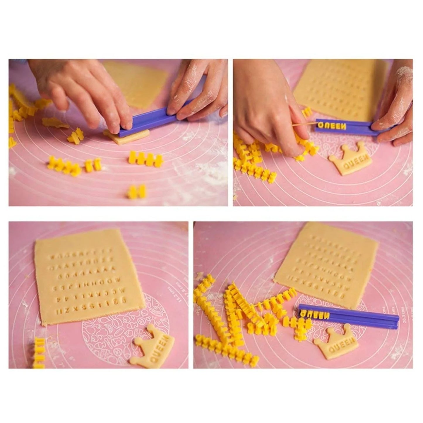 72Pc Alphabet Cookie Stamps Set Letters Numbers Food Safe Baking
