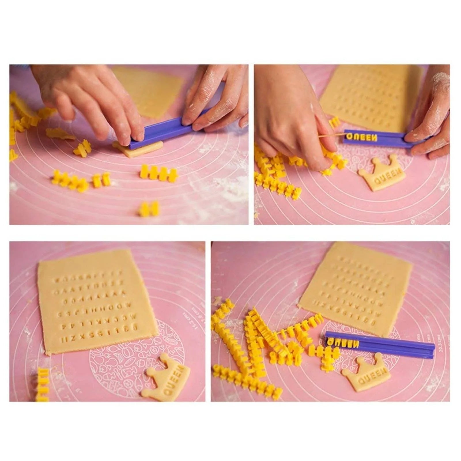 72Pc Alphabet Cookie Stamps Set Letters Numbers Food Safe Baking