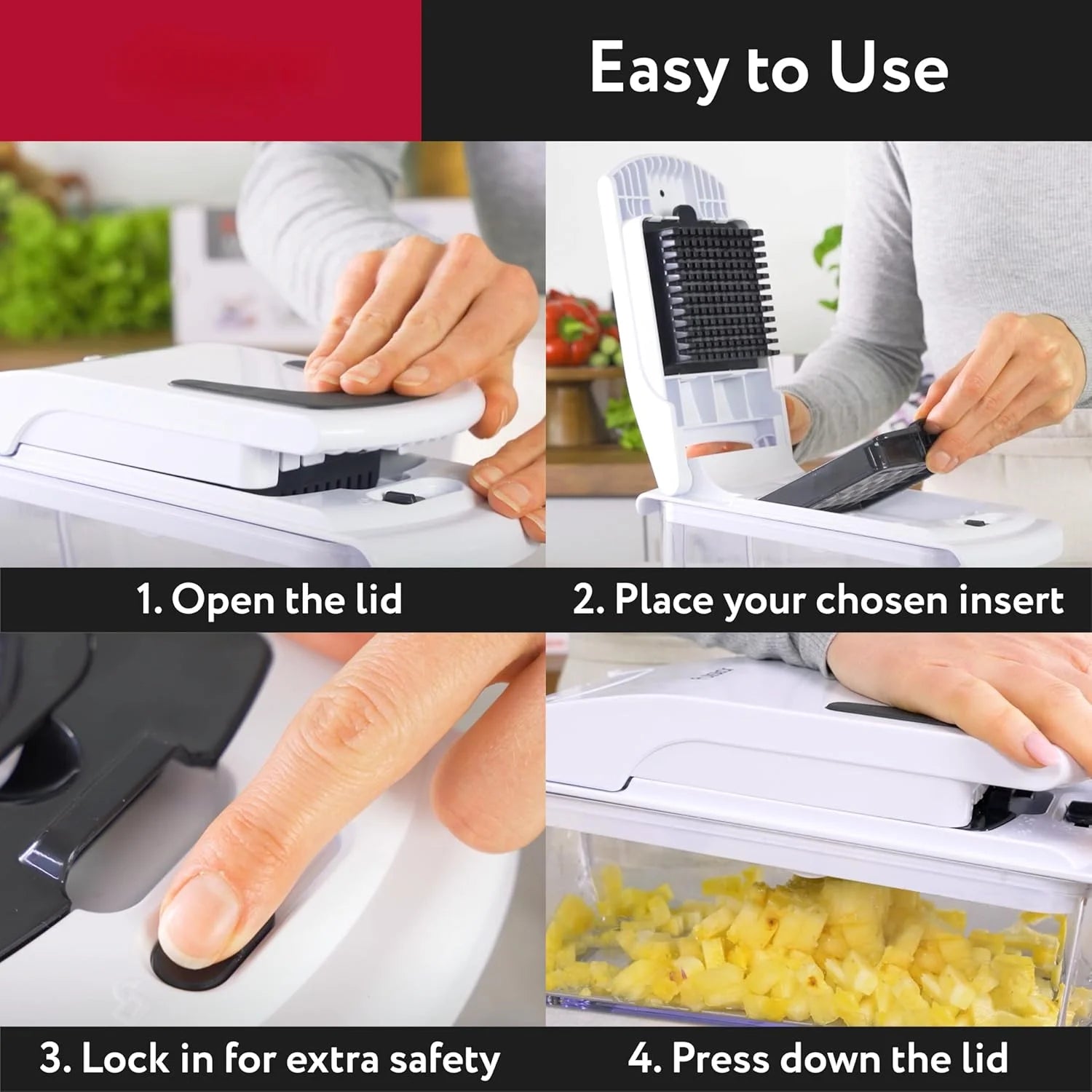 Multi-Function Vegetable Chopper with Spiral Cutter & Container