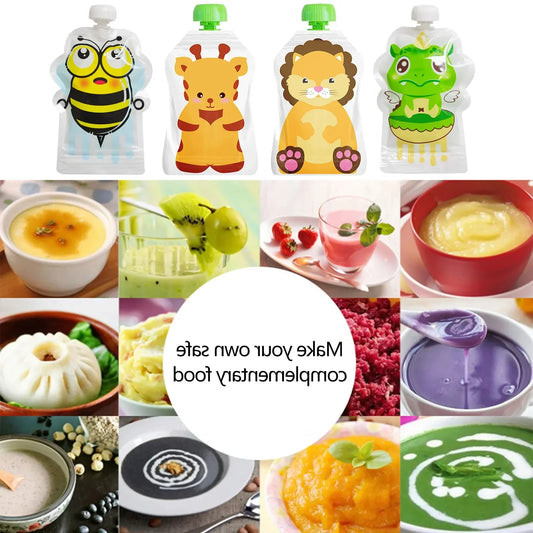 8pcs 148ml Reusable Squeeze Bottles Food Storage Bags for Toddlers