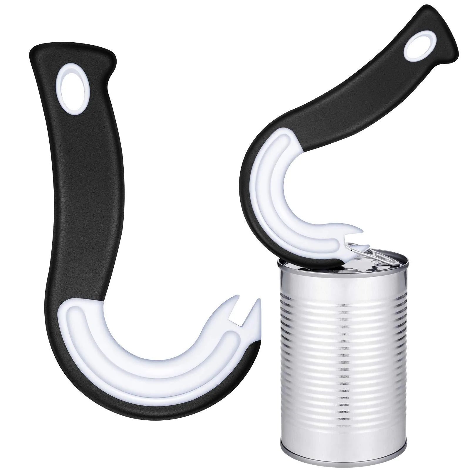Ring Pull Can Opener J Hook Non-Slip Rubber Grip Easy Open Tool
