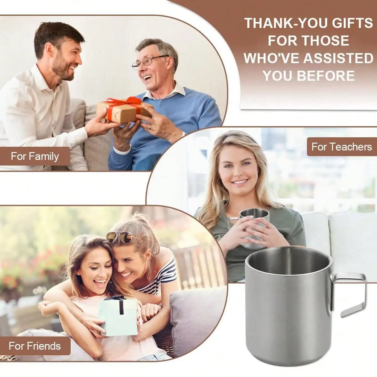 Stainless Steel Double Wall Insulated Coffee Mug with Handle 12oz