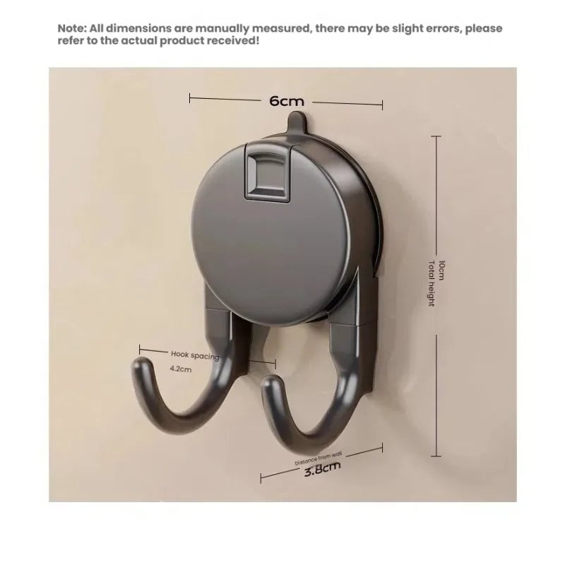 Strong Suction Cup Hooks No Drill Dual Hook Bathroom Kitchen
