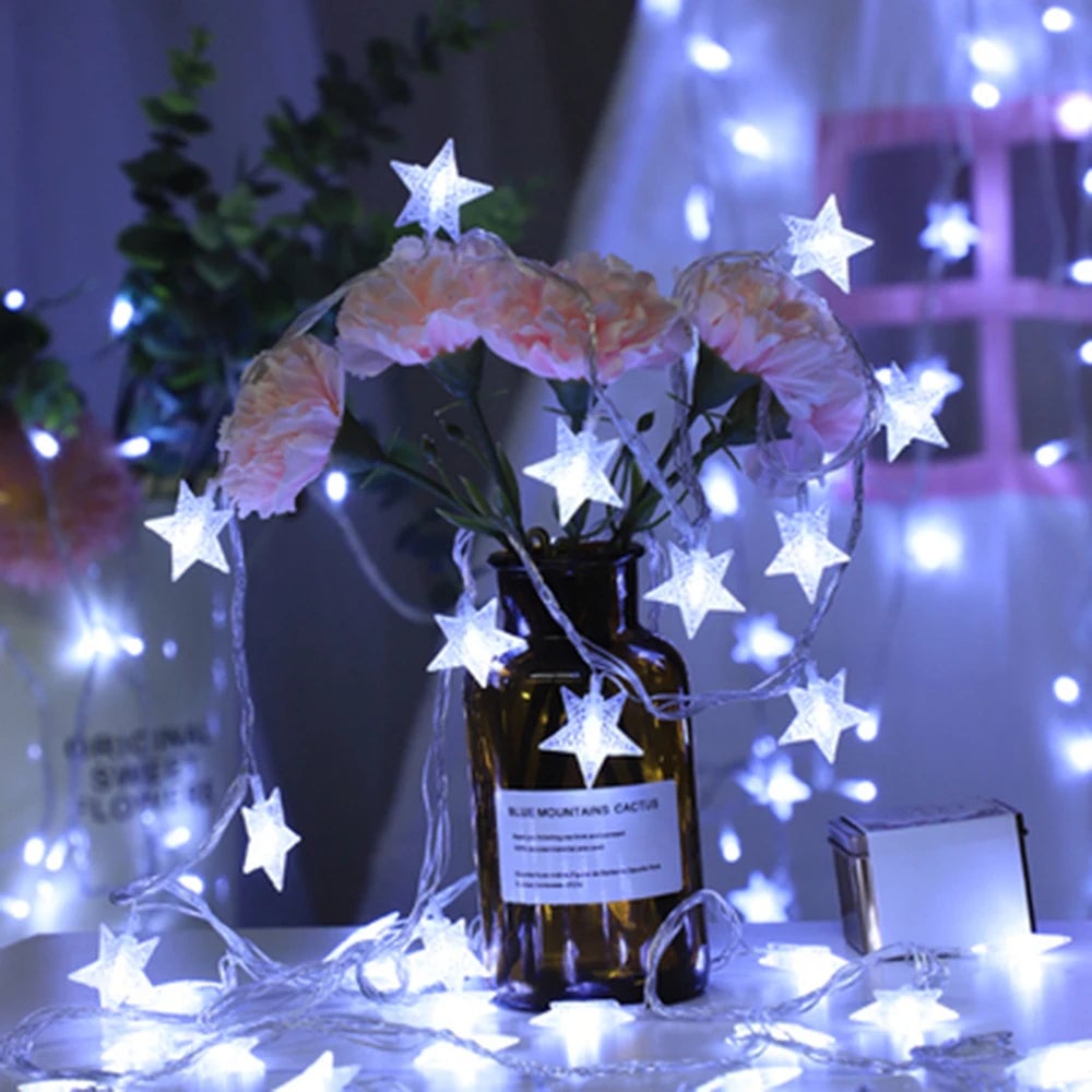 LED Star String Lights 20ft USB Battery Warm White Fairy Lights