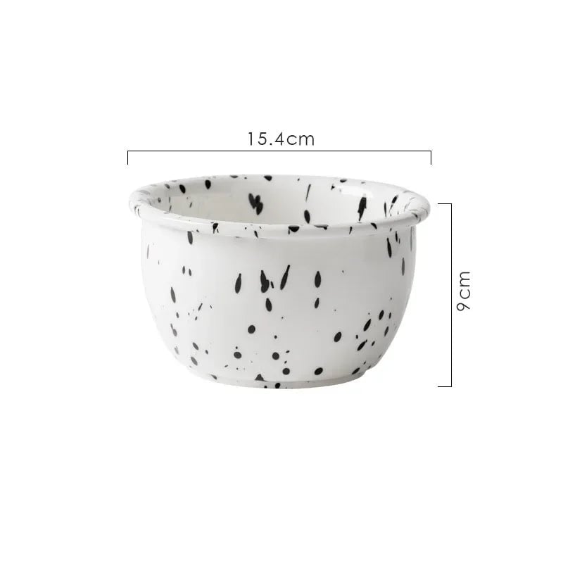 Ceramic Dessert Plates Set - Splashing Ink Design Breakfast Dishes