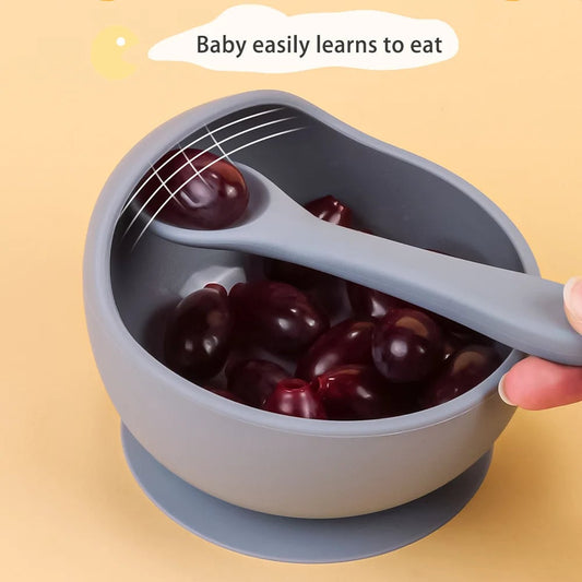 2PC Silicone Sucker Bowl Set - Baby Self-Feeding Training Bowls