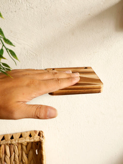Square Wooden Floating Wall Shelf Rustic Ledge Boho Display Storage