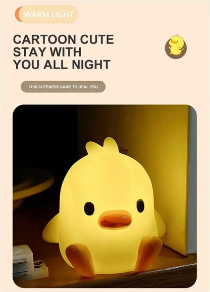 LED Duck Night Light - Soft Silicone Kids Bedside Lamp Animal Design