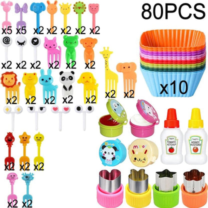 Mini Animal Fruit Forks Kids Set Silicone Vegetable Cutter Dividers